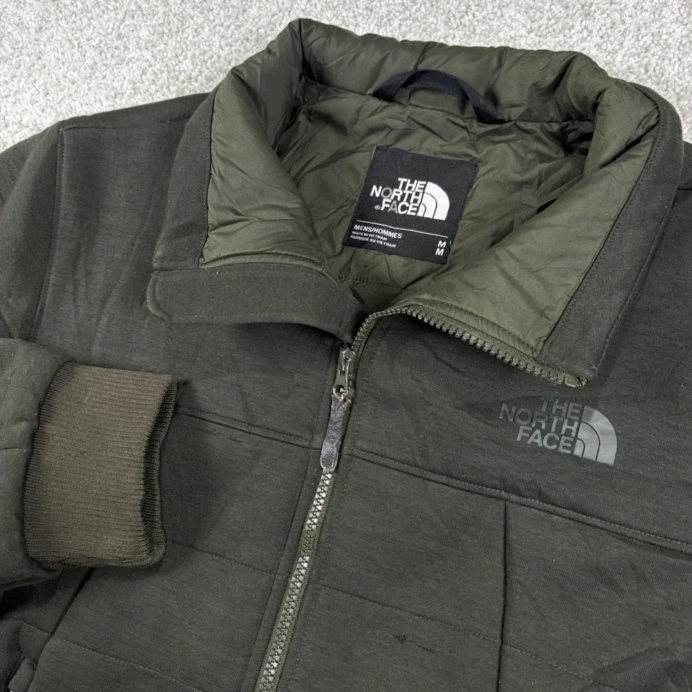 The North Face Jacket Mens Medium Green Quilted Insulated Full Zip Bomber